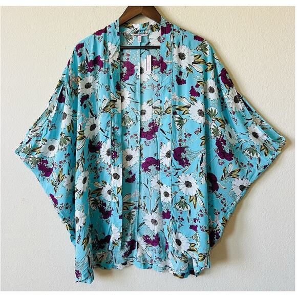 Victoria's Secret Tops - Victoria’s Secret Floral Kimono XS/S Cover Up Turquoise Beach NWT